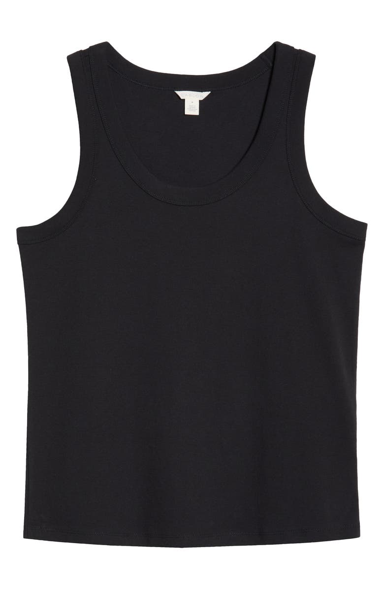 Caslon<sup>®</sup> Scoop Neck Rib Cotton Tank, Alternate, color, Black
