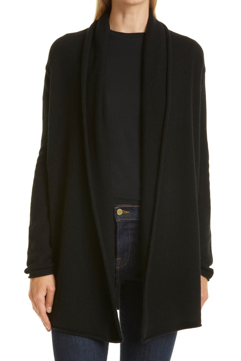 Cristina Open Front Cashmere Cardigan, Main, color, BLACK