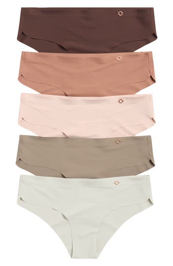 Danskin Assorted 5-pack Laser Cut Dolphin Leg Hipster Briefs In Multi