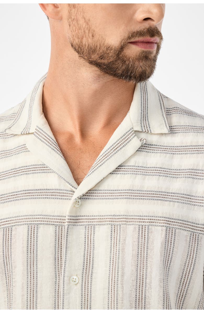 MR TURK Angelo Short Sleeve Button-Up Shirt, Alternate, color, Ecru