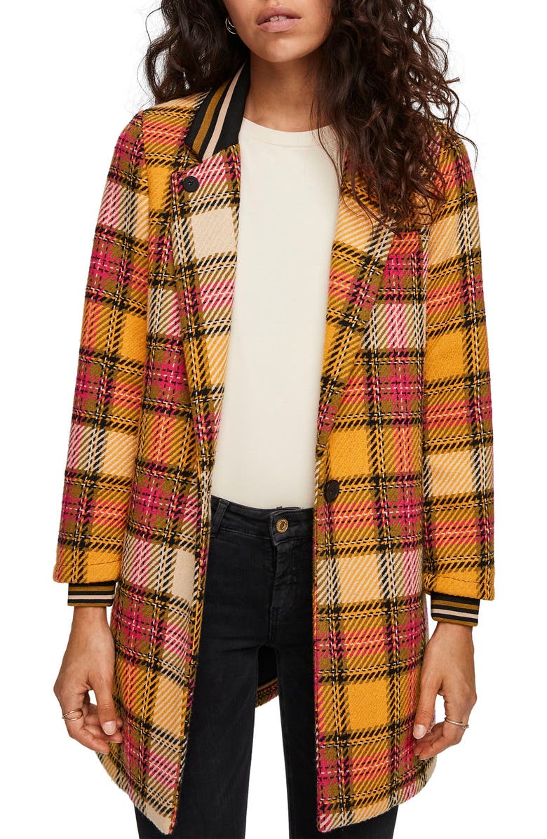 Scotch & Soda Plaid Bonded Wool Blend Jacket, Main, color,