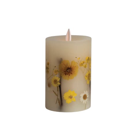 Pillar LED Candle with Daisy Inlay and Timer