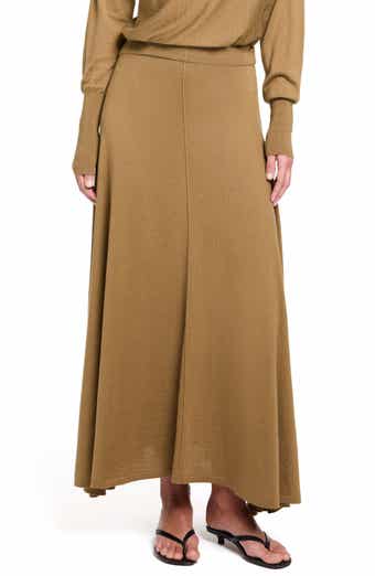 Wool & Silk Handkerchief Hem Knit Maxi Skirt