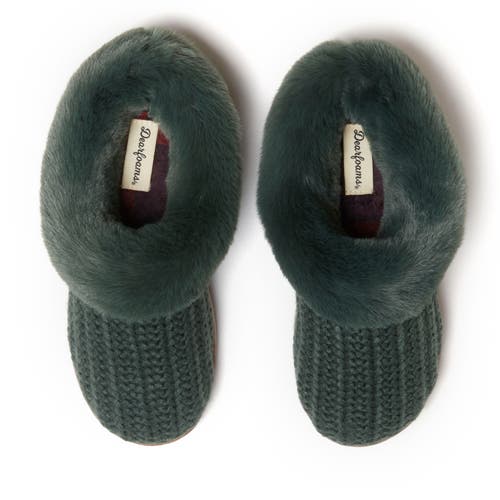 Dearfoams Women's Hannah Festive Knit Clog Slippers In Forest