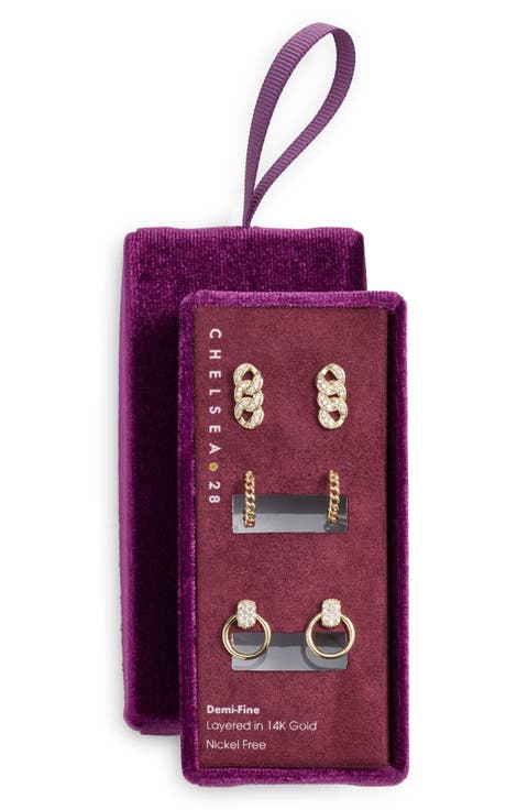 3 Pairs of Demi Fine Link Earrings