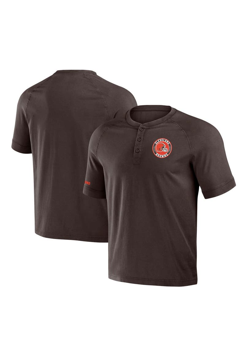 Men's NFL x Darius Rucker Collection by Fanatics Brown Cleveland Browns Washed Raglan Henley T-Shirt, Alternate, color, Brown