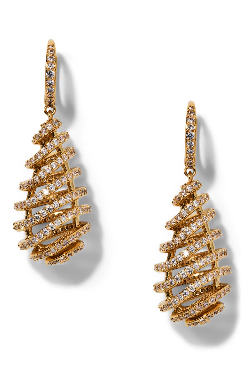 Pisa Open Pavé Drop Earrings, Main, color, GOLD
