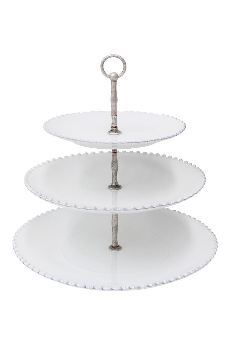 Pearl Three-Tier Centerpiece, Main, color, WHITE