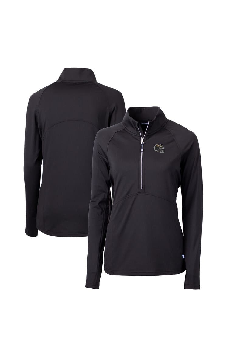 Cutter & Buck Women's Cutter & Buck  Black Baltimore Ravens Helmet Logo Adapt Eco Knit Stretch Recycled Half-Zip Pullover Top, Main, color, 