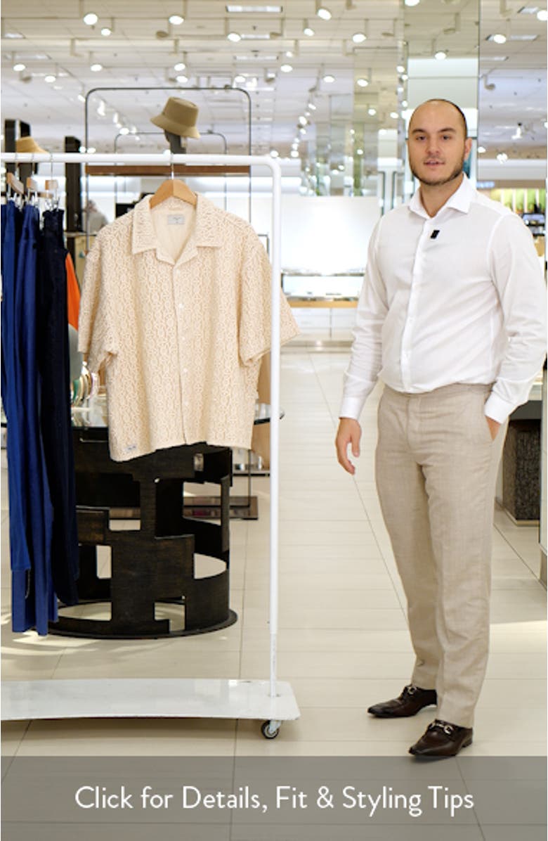 Elio Crochet Short Sleeve Button-Up Shirt, sales video thumbnail