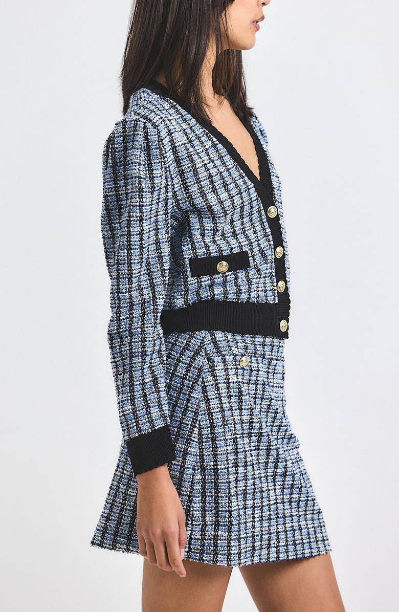 Derek Lam 10 Crosby Metallic Tweed Knit Cardigan, Alternate, color, Blue Multi