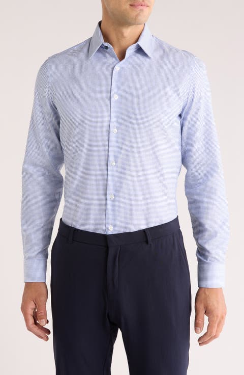 Tailored Fit Diamond Stretch Cotton Dress Shirt