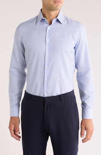 Duchamp Tailored Fit Diamond Stretch Cotton Dress Shirt