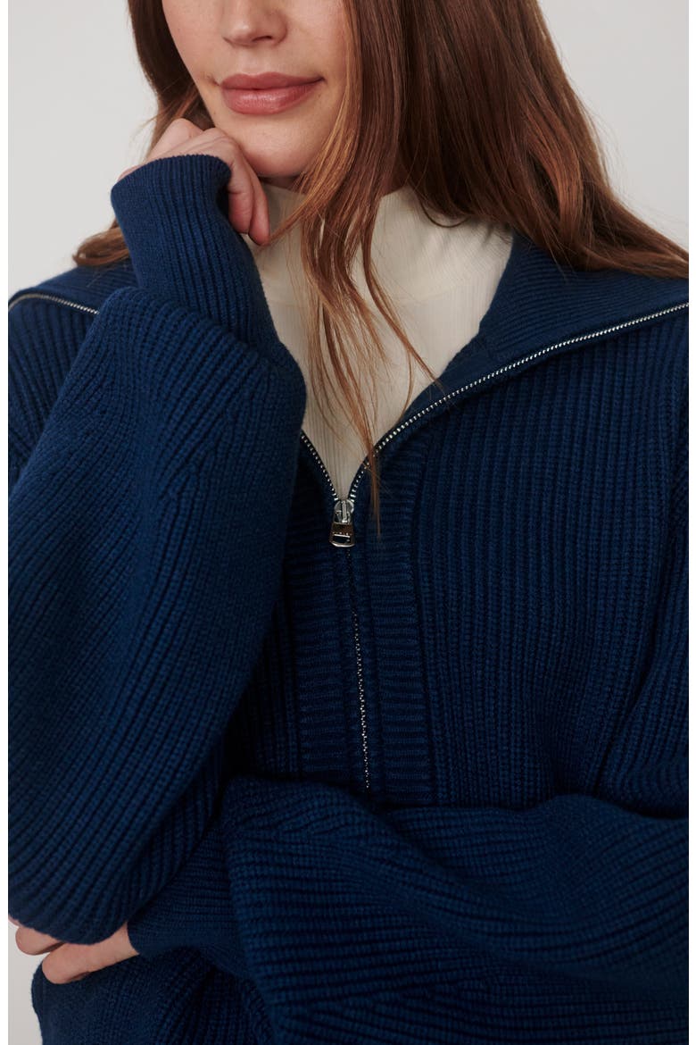 Maura Rib Half Zip Sweater, Alternate, color, SEA BLUE