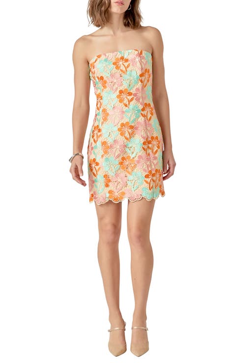 Floral Lace Strapless Minidress