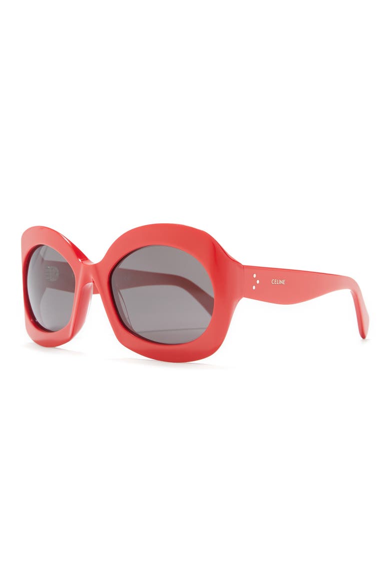 57mm Round Sunglasses, Alternate, color, RED/ OTHER / SMOKE