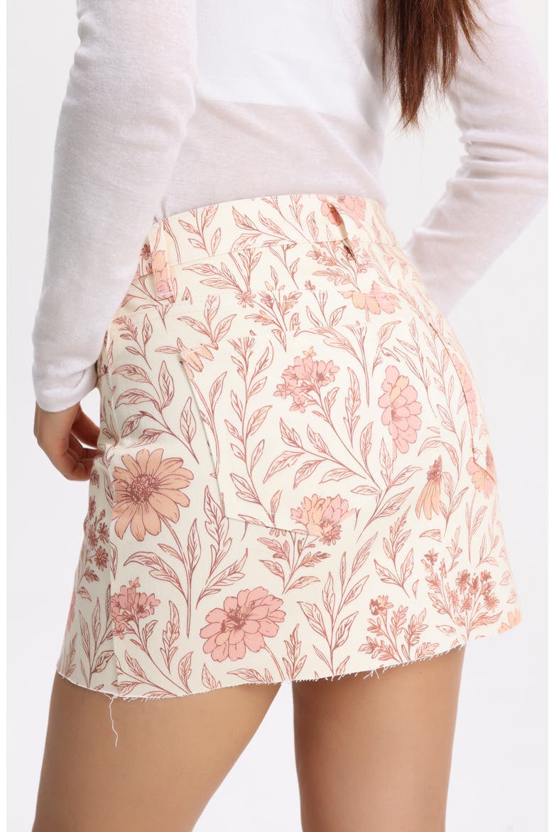 Floral Print Denim Miniskirt, Alternate, color, WARM SUMMER DAISY