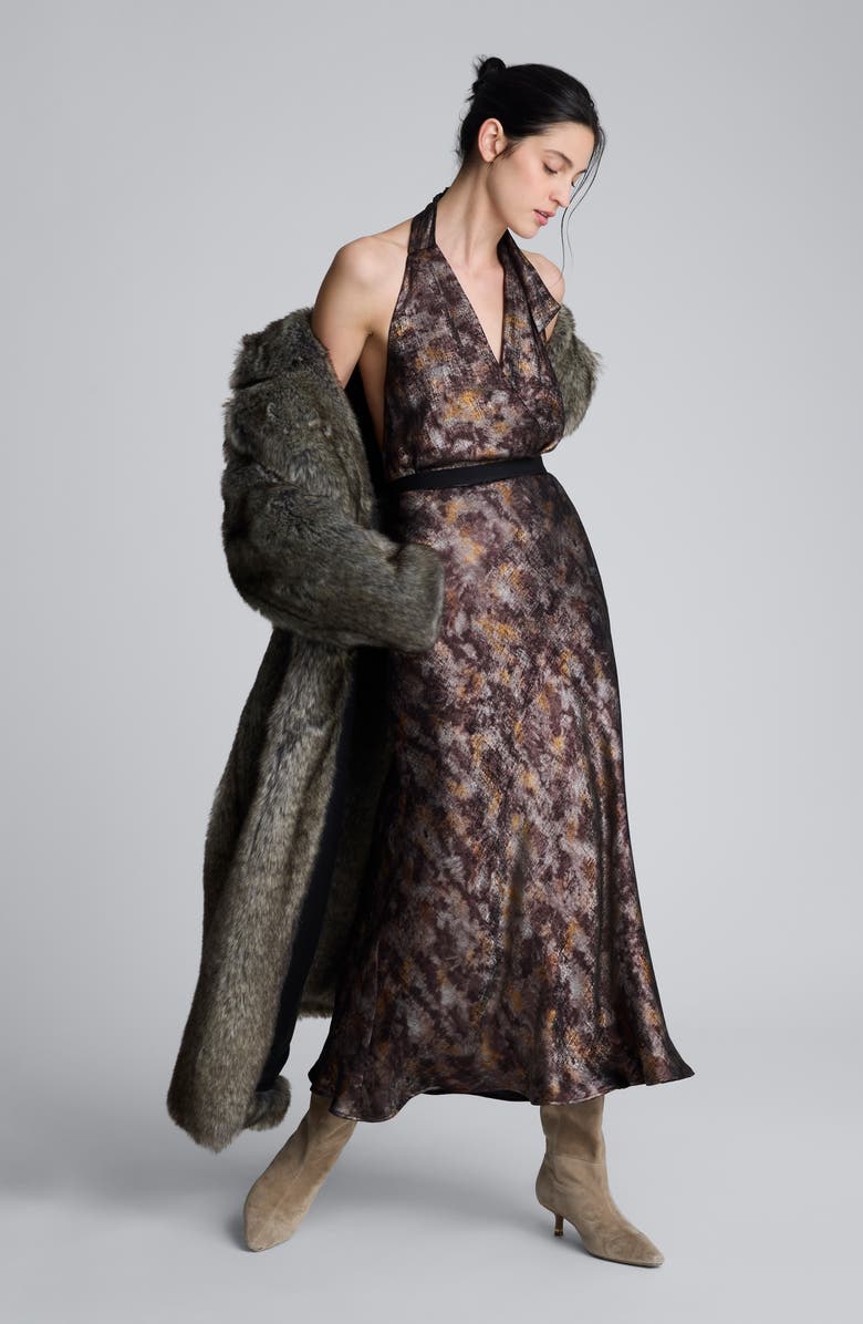 Kenneth Cole Bias Cut Maxi Skirt, Alternate, color, Black Multi