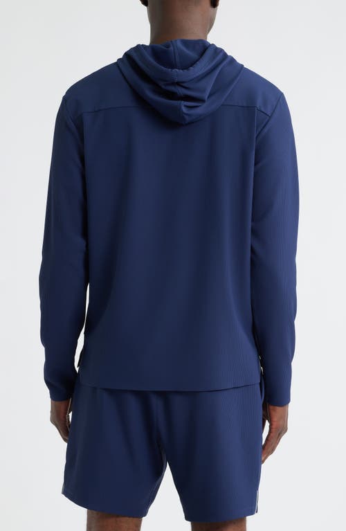 Johnnie-o Hoppin Ribbed Stretch Hooded Pullover In Blue