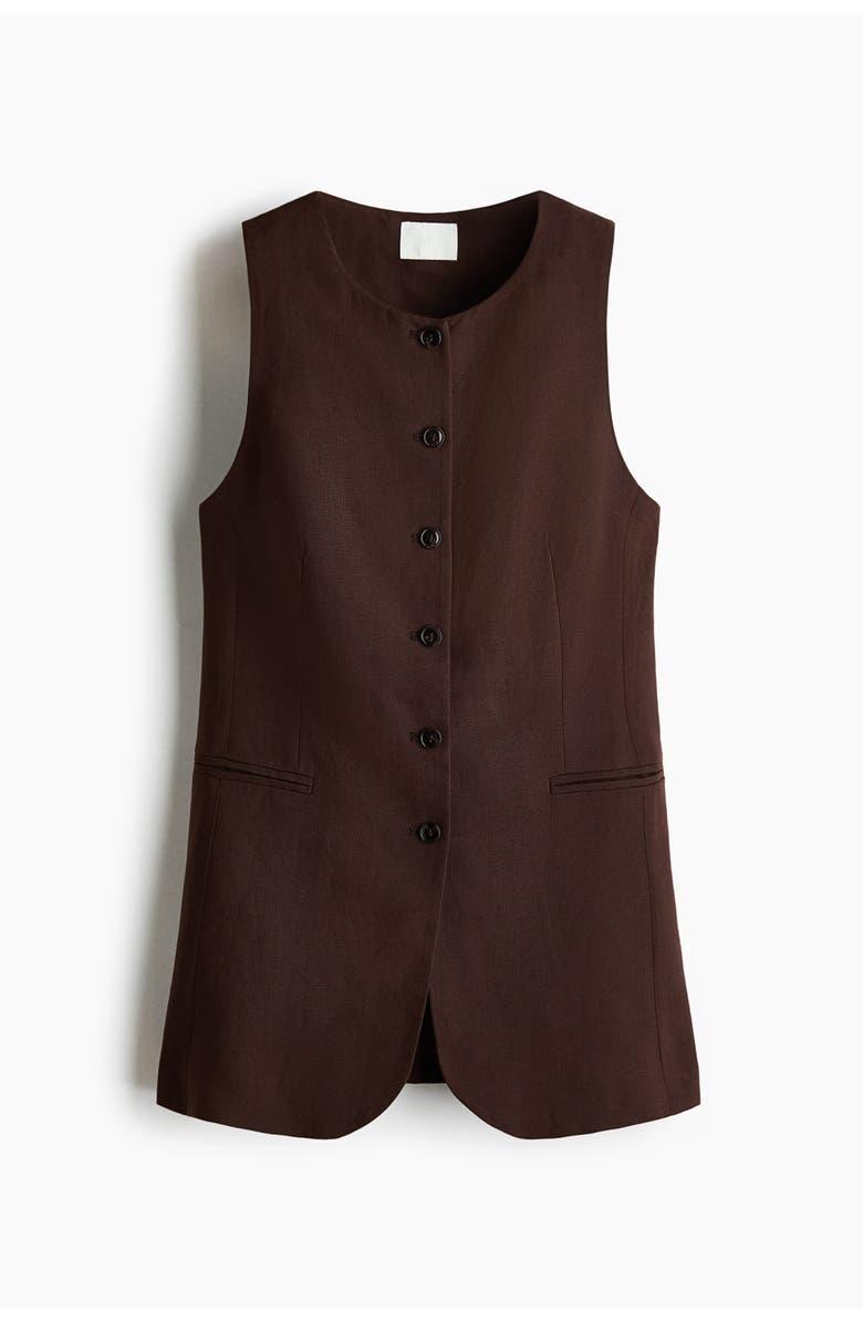 H&M Long Waistcoat, Alternate, color, Dark Brown