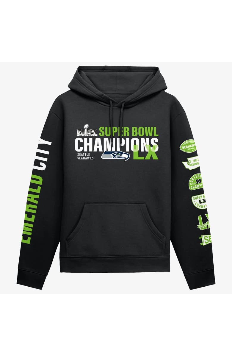 FANATICS Men's Fanatics Black Seattle Seahawks Super Bowl LX Champions Four-Piece Hoodie, Alternate, color,
