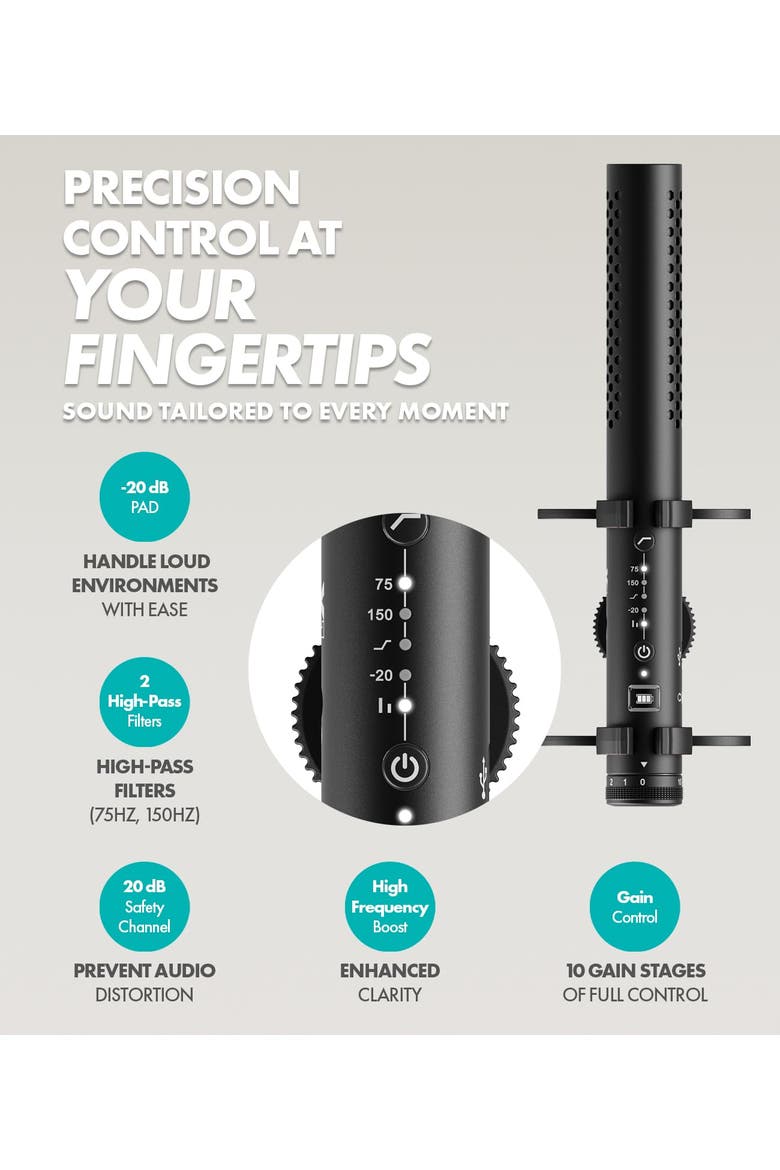 X1 Supercardioid Shotgun Microphone - 3.5mm/XLR/USB-C Camera Mic for DSLR, Smartphones, and Computers, Alternate, color, Black