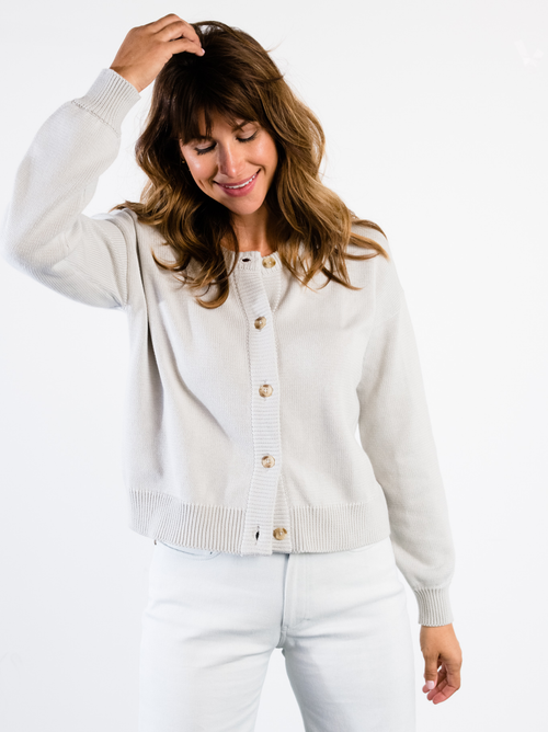 Able Willow Classic Cardigan In Chalk