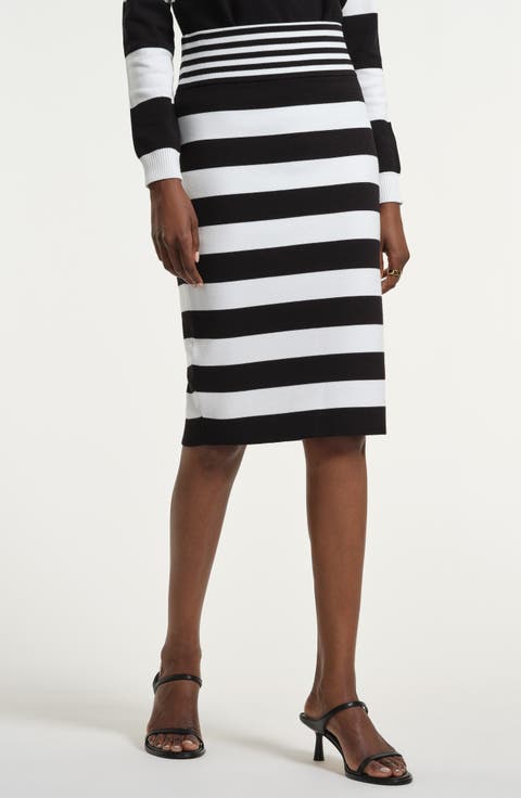 Mixed Stripe Knit Skirt