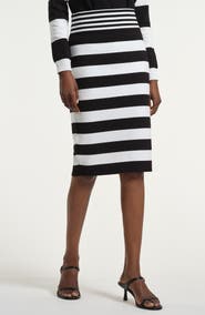 Isaac Mizrahi New York Mixed Stripe Knit Skirt