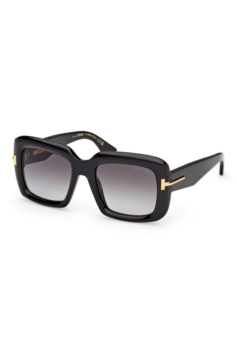 Icon 53mm Gradient Square Sunglasses, Alternate, color, SHINY BLACK/ BAGUETTE