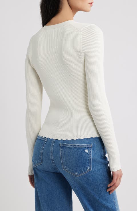 Eyelet Detail Rib Cardigan