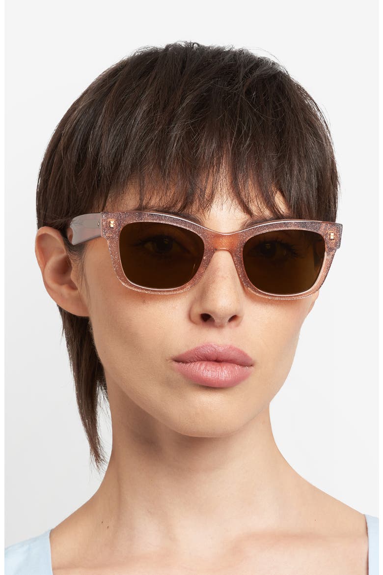 aimee 50mm cat eye sunglasses, Alternate, color, PINK BEIGE GLITTER/ BROWN