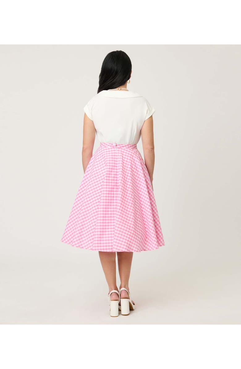 Unique Vintage Sally Swing Skirt, Alternate, color, Pink Gingham Print