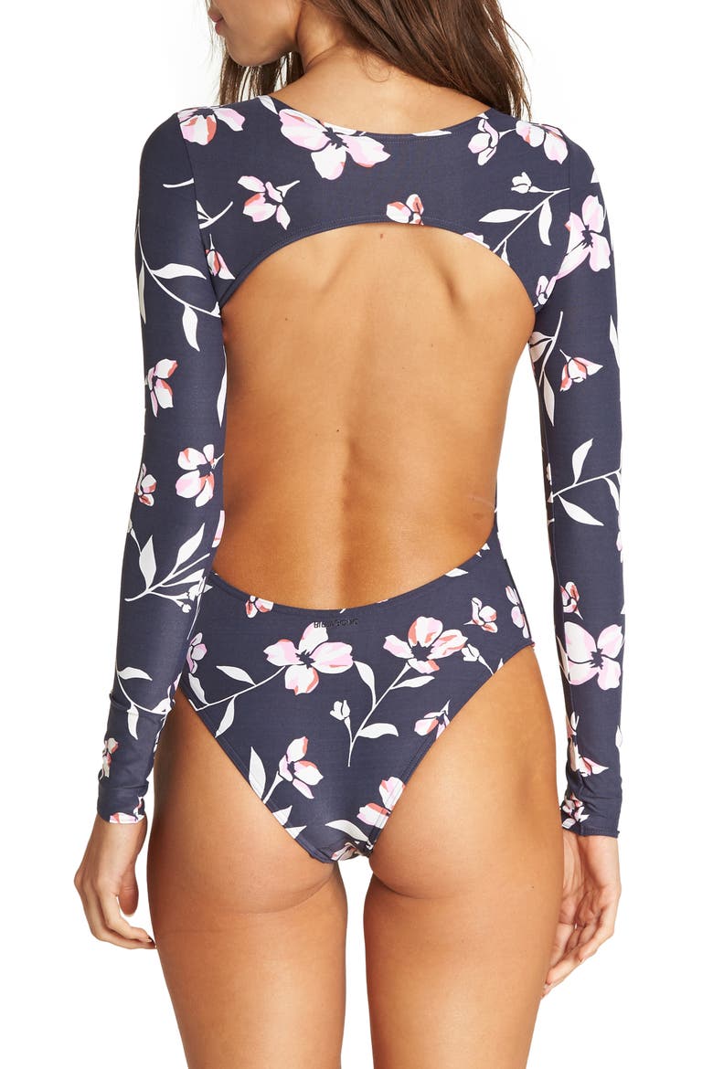 Flow On One-Piece Rashguard Swimsuit, Alternate, color, INK