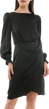 Nicole Miller Ruffle Cuff Faux Wrap Minidress