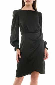 Nicole Miller Ruffle Cuff Faux Wrap Minidress