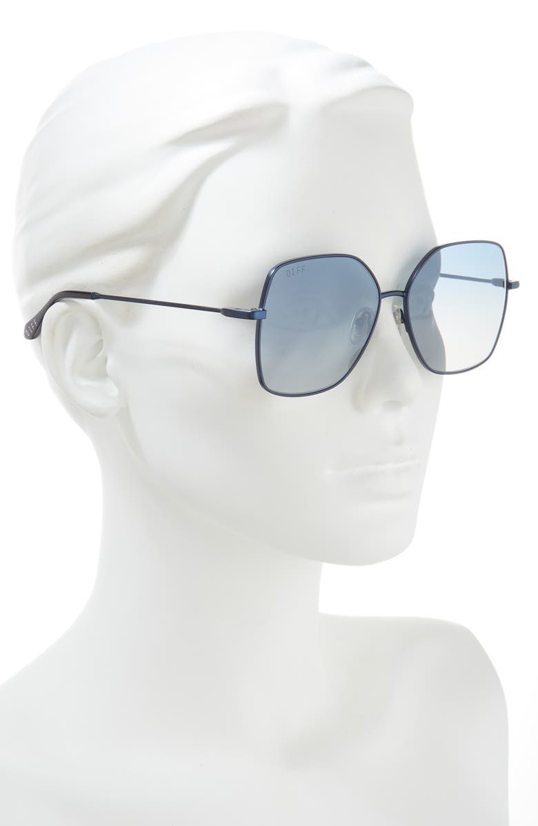 DIFF Iris 59mm Gradient Square Sunglasses, Alternate, color, Aegean Blue Flash