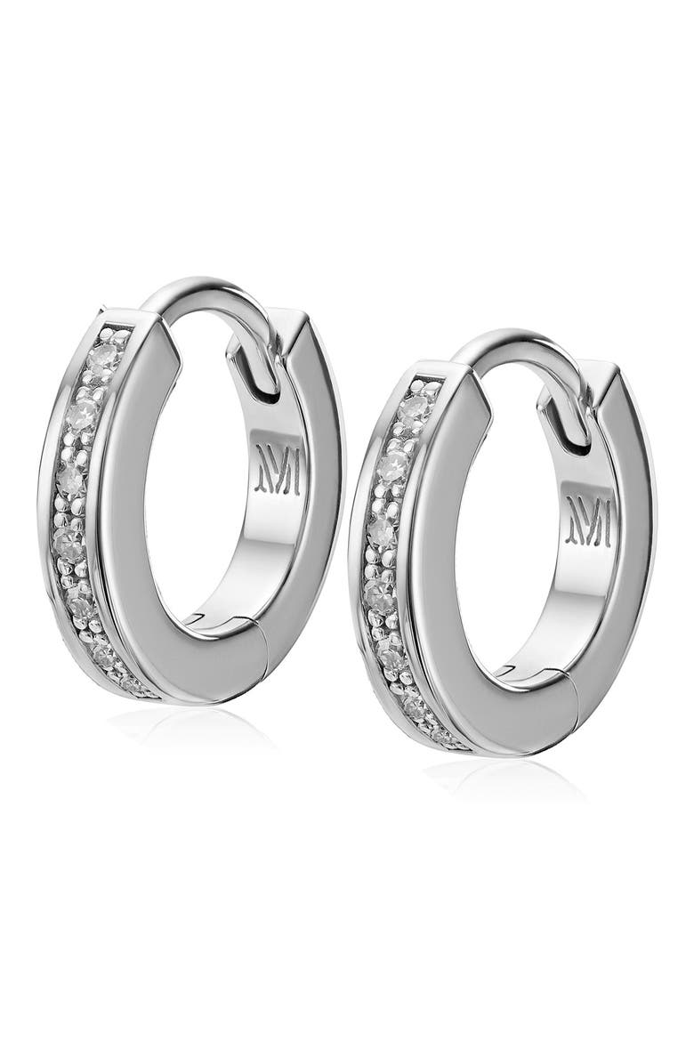 Fiji Skinny Diamond Huggie Hoop Earrings, Main, color, SILVER