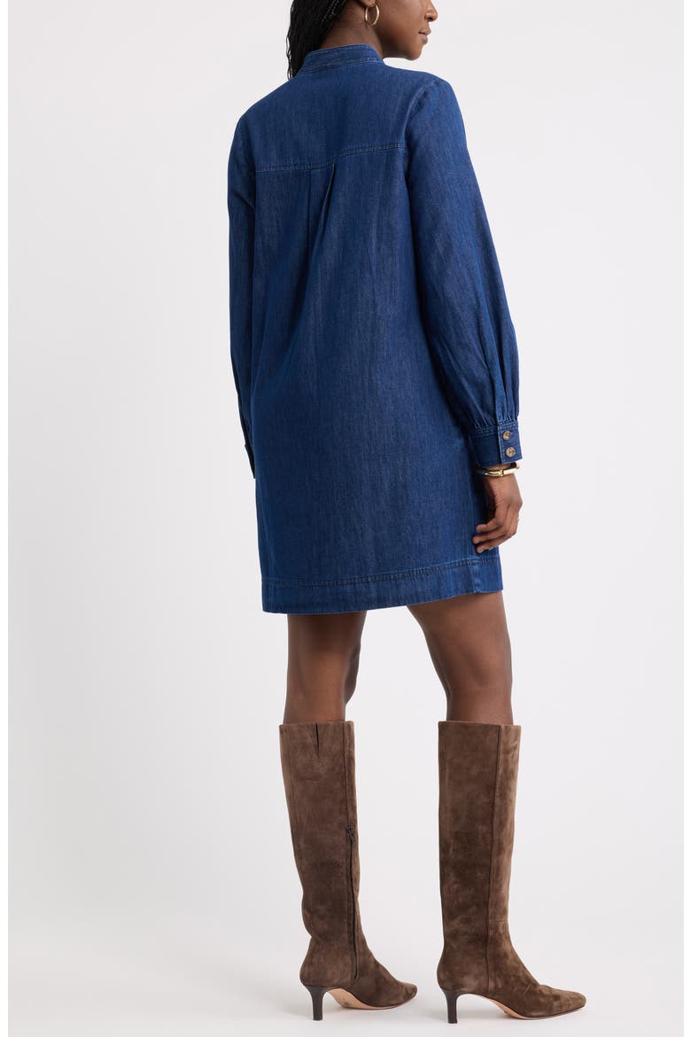 Long Sleeve Chambray Button Front Dress, Alternate, color, DARK WASH