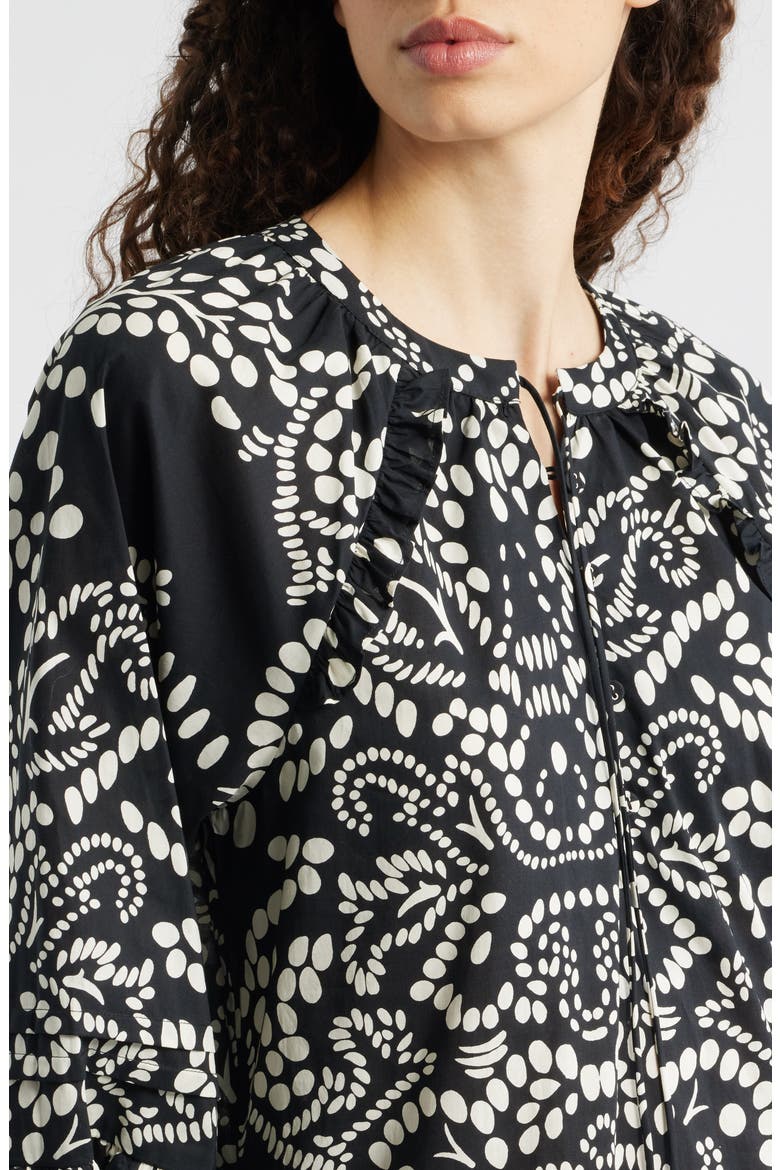 Print Poplin Minidress, Alternate, color, BLACK/ BEIGE PRINT