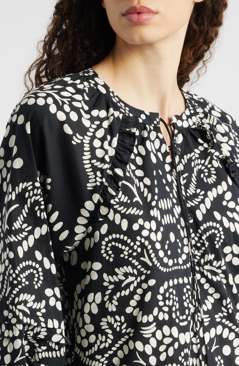 MELLODAY Print Poplin Minidress, Alternate, color, Black/ Beige Print