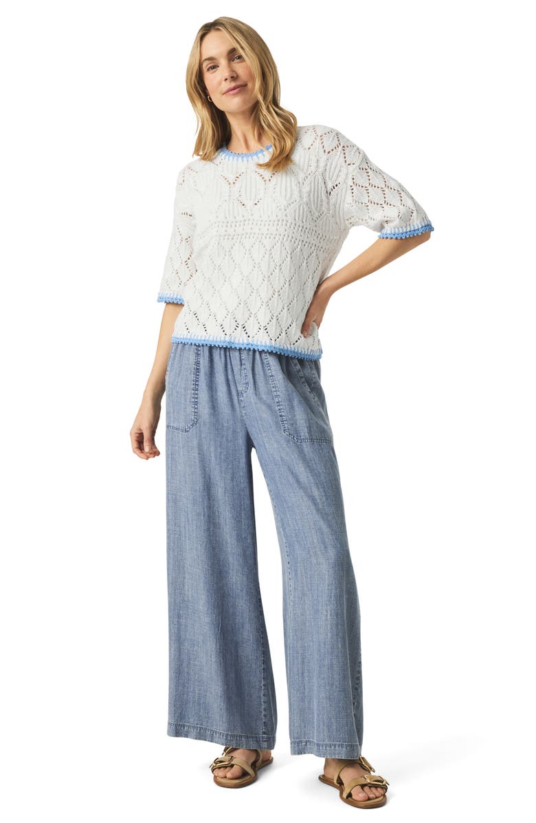 Splendid Keke Crochet Trim Pointelle Sweater, Alternate, color, 