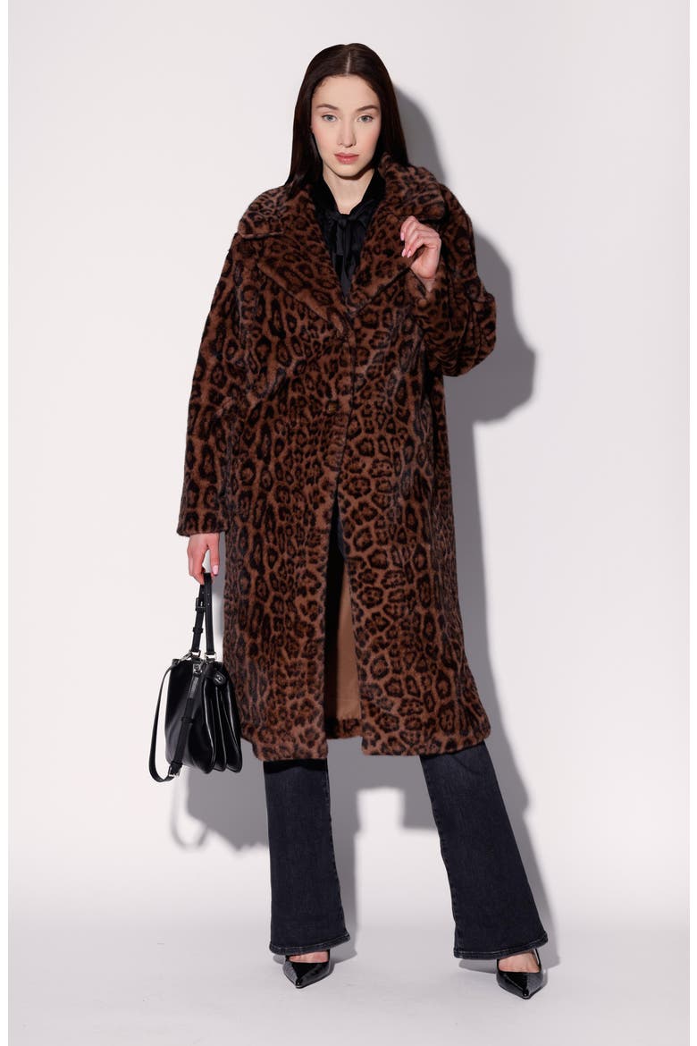 Pacey Faux Fur Midi Coat, Alternate, color, JAGUAR