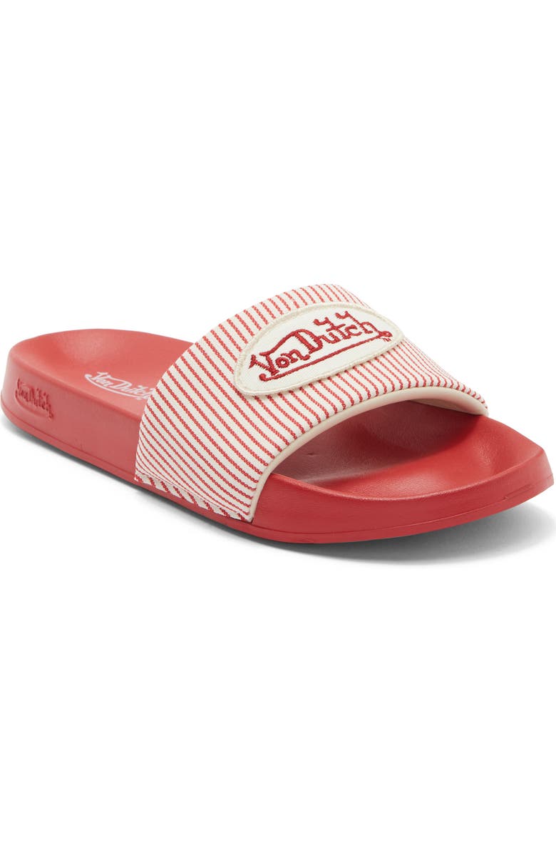 Von Dutch Turbo Slide Sandal, Main, color, Red/ White