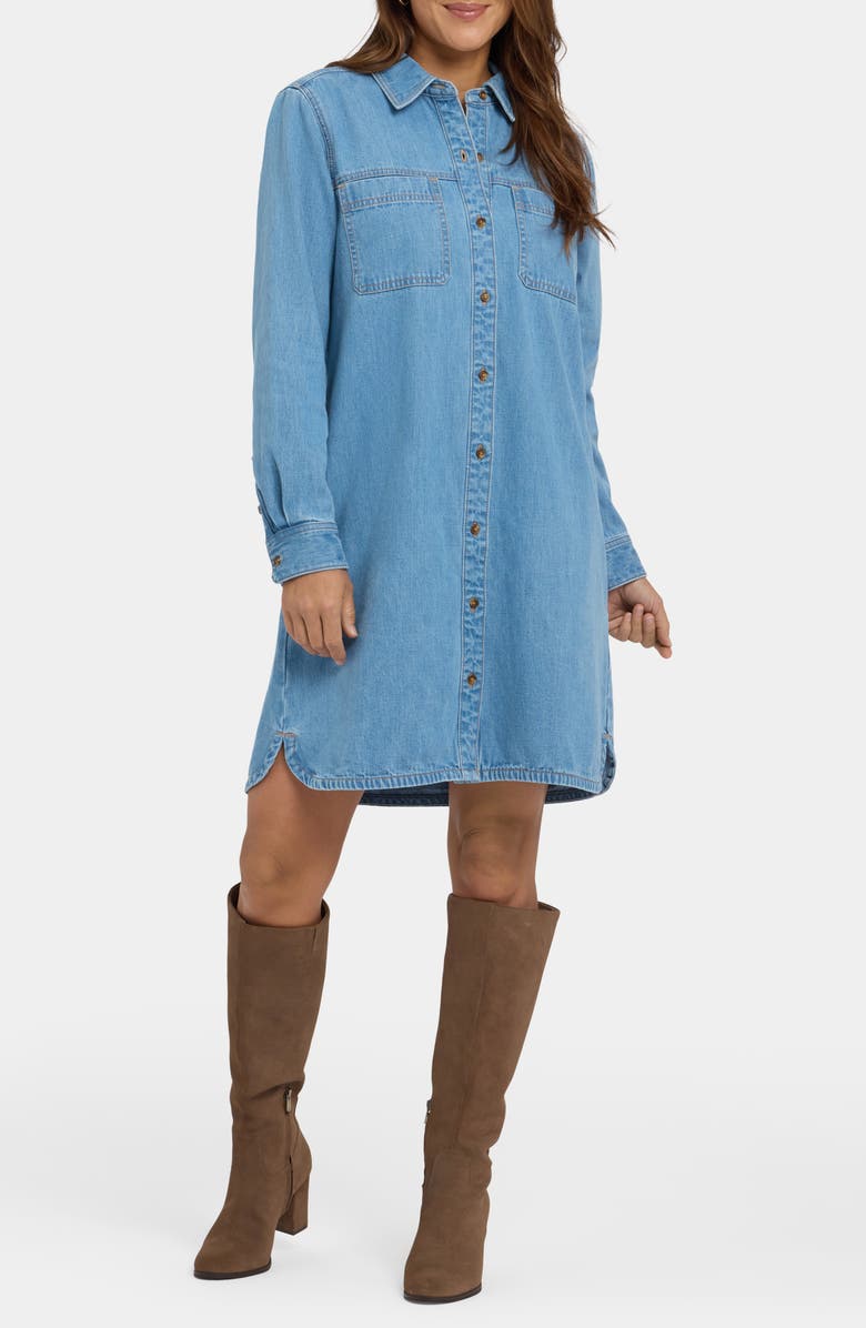 NYDJ Reese Long Sleeve Denim Shirtdress, Main, color, Light Indigo