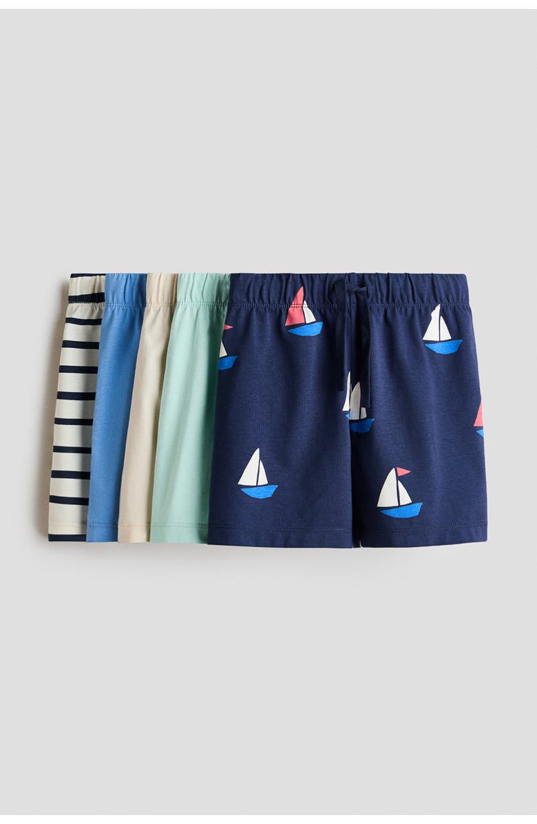 H&M 5-pack Pull-on Shorts, Main, color, Dark Blue/Sailboats