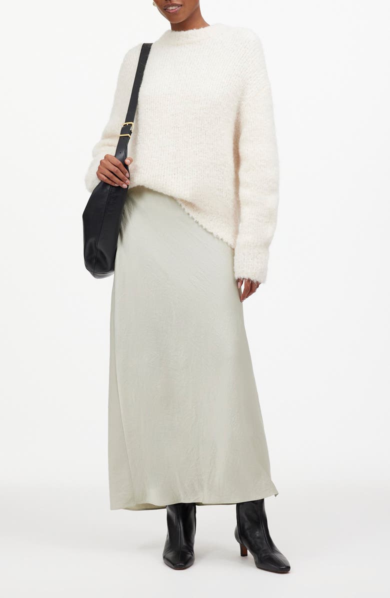 Madewell Satin Maxi Slip Skirt, Alternate, color, Steel