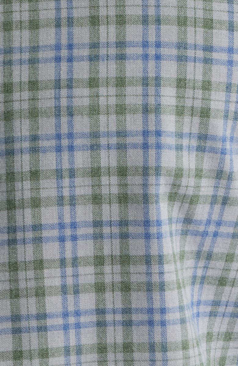 Peter Millar Bar Harbour Plaid Flannel Performance Button-Up Shirt, Alternate, color, British Grey
