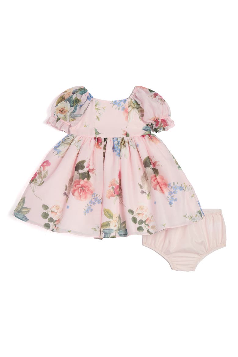 Floral Puff Sleeve Dress & Bloomers Set, Main, color, PINK
