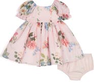 Pippa & Julie Floral Puff Sleeve Dress & Bloomers Set